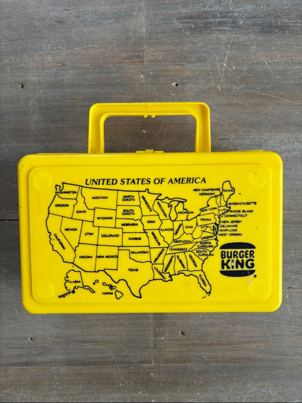 Vintage 80s Burger King USA map plastic pencil case